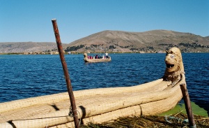 Reed boats on Lake Titicaca, Peru